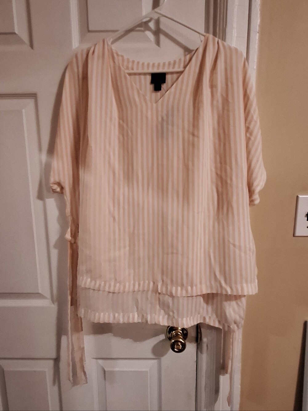 Worthington Cream and Light Pink Striped V-Neck Tunic